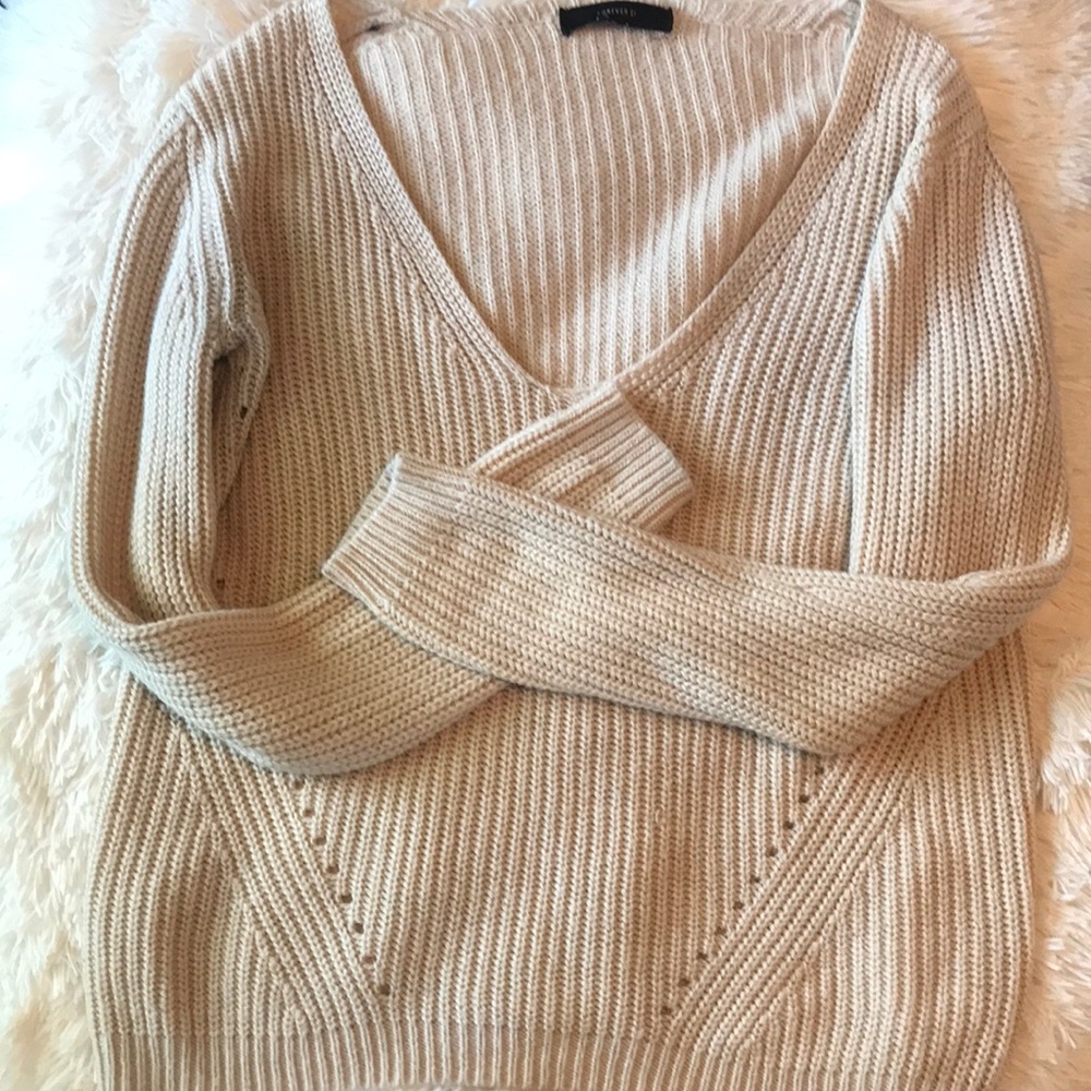 Beige V-neck sweater